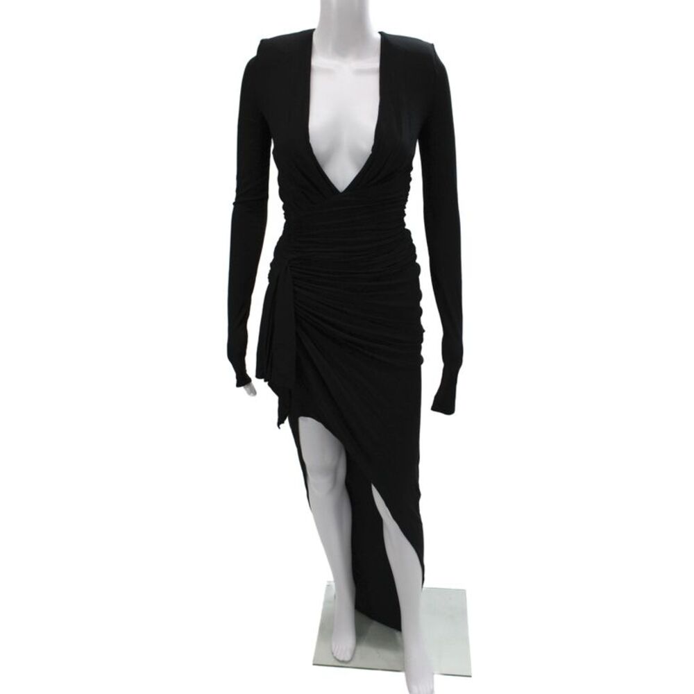 Alexandre Vauthier Womens Bodycon Black Long Sleeve V Neck Dress Size S